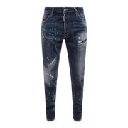 Ripped Painted Slim-fit Jeans Dsquared2 , Blue , Heren