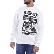 Trainingsshirt, Wit Bedrukte Sweater Dsquared2 , White , Heren