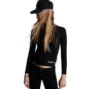 Elegante longsleeve top met zoomlogo Dsquared2 , Black , Dames