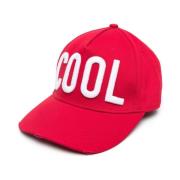 Rode Logo Baseball Cap 100% Katoen Dsquared2 , Red , Heren