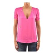 Zijden Ketting Hanger V-Hals T-Shirt voor Dames Dsquared2 , Pink , Dam...