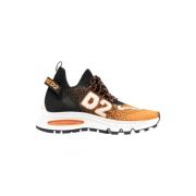 Verbrand Oranje Blad Print Sneakers Dsquared2 , Orange , Heren