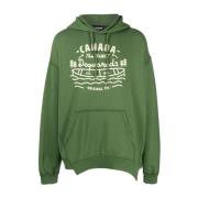 Groene Katoenen Hoodie voor Heren Dsquared2 , Green , Heren