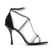 Elegante Kristallen Hoge Hak Sandalen Dsquared2 , Black , Dames