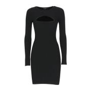 Zwarte elastische geribbelde jurk Dsquared2 , Black , Dames