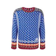 Intarsia Wol en Katoen Trui Dsquared2 , Blue , Heren