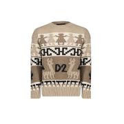 Gedrukte Alpaca Trui Dsquared2 , Beige , Heren