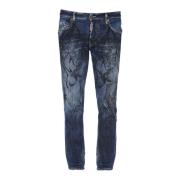Floral-Print gebleekte skinny jeans Dsquared2 , Blue , Heren