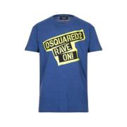 Blauw Katoenen T-Shirt - Gemaakt in Italië Dsquared2 , Blue , Heren