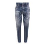 Blauwe Jeans met Vernietigd Effect, Gemaakt in Italië Dsquared2 , Blue...