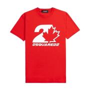 Rode Cool Logo Print Shirt voor Heren Dsquared2 , Red , Heren