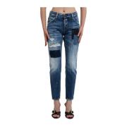 Blauwe Denim Patch Jeans Dsquared2 , Blue , Dames