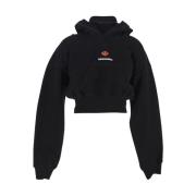 Trendy Katoenen Cropped Fit Hoodie Dsquared2 , Black , Dames