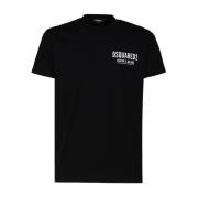 Zwarte Katoenen T-shirt met Logo Print Dsquared2 , Black , Heren