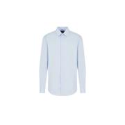 Italiaanse Kraag Poplin Overhemd Emporio Armani , Blue , Heren