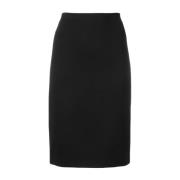 Zwarte Hoge Taille Midi Rok Emporio Armani , Black , Dames