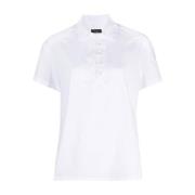Witte Button-Front Polo Shirt Emporio Armani , White , Dames