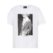 Gedrukt Katoenen T-Shirt voor Vrouwen Emporio Armani , White , Dames