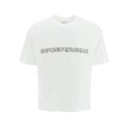 Luxe Lyocell Blend T-Shirt voor Heren Emporio Armani , White , Heren
