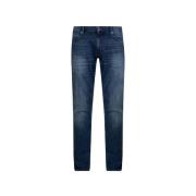 Marineblauwe Wijdvallende Tapered Jeans Emporio Armani , Blue , Heren