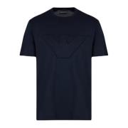 Blauwe Lyocell Blend Jersey T-shirt met Maxi Adelaar Borduurwerk Empor...