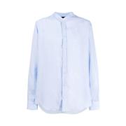 Linnen Mao Shirt Emporio Armani , Blue , Heren