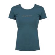 Aansluitend Ronde Hals T-shirt Emporio Armani , Blue , Dames