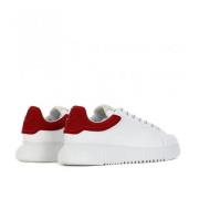 Witte Leren Sneakers met Rode Rubberen Achterkant en Adelaar Logo - Ma...