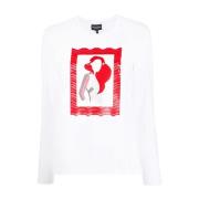Dames T-shirt met Grafische Print Emporio Armani , White , Heren