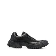 Leren Sneakers met Stoffen Voering Emporio Armani , Black , Heren