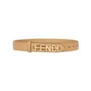 Elegant Beige Leren Riem Fendi , Beige , Dames