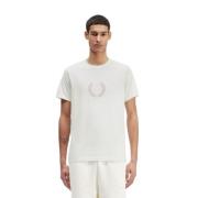 Witte Laurel Wreath Grafisch T-shirt Fred Perry , White , Heren