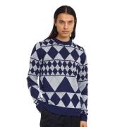 Paneel Argyle Crew Neck Sweater Fred Perry , Blue , Heren