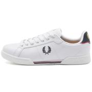 Leren Tennissneaker met Contrasterende Hiel en Rand Fred Perry , White...