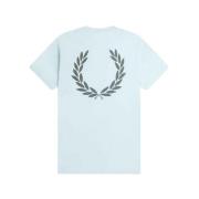 Celeste Back Grafisch T-Shirt Fred Perry , Blue , Heren