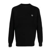 Logo Katoenen Crewneck Trui Fred Perry , Black , Heren