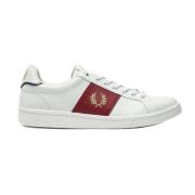 Leren Zijpaneel Porselein Sneakers Fred Perry , White , Heren