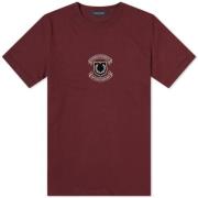 Geborduurd Shield T-shirt in Mahonie Fred Perry , Red , Heren