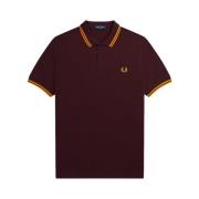 Slim Fit Twin Tipped Polo in Oxblood/Electric Yellow/Gold Fred Perry ,...