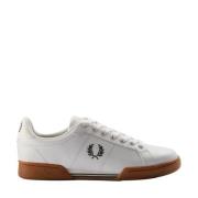 Leren Sneakers met Contrast Hiel Tab Fred Perry , White , Heren