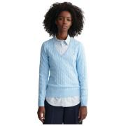 Gebreide katoenen V-hals trui Gant , Blue , Dames