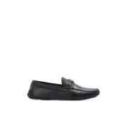 Leer schoenen met logo Giorgio Armani , Black , Heren