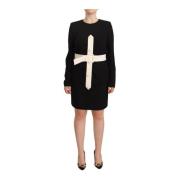 Zwarte Wol Lange Mouwen Met Riem Mini Sheath Jurk Givenchy , Black , D...