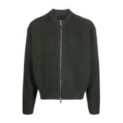Donkergroene Wol Zip-Up Cardigan Givenchy , Green , Heren