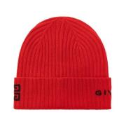 Rode Logo Beanie Givenchy , Red , Heren