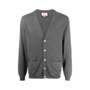 Horsebit-detail kasjmier Cardigan Gucci , Gray , Heren