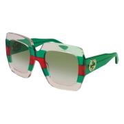 Gestreepte Groene Zonnebril Gucci , Green , Dames