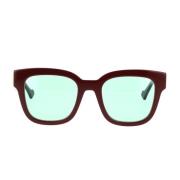 Minimalistische vierkante zonnebril met groene lenzen Gucci , Brown , ...