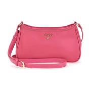 Fuchsia Schoudertas met Saffiano Motief Guess , Pink , Dames