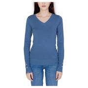 Comfortabele V-Hals Trui voor Dames Guess , Blue , Dames